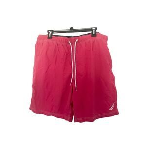 Nautica Men's Coral Red Pink Swim Trunks Embroidered Logo Size XXL
